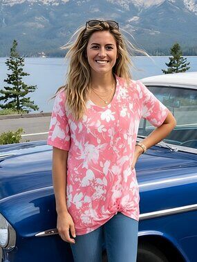 NWT Juicy Couture Flowerfield Tie Front Top